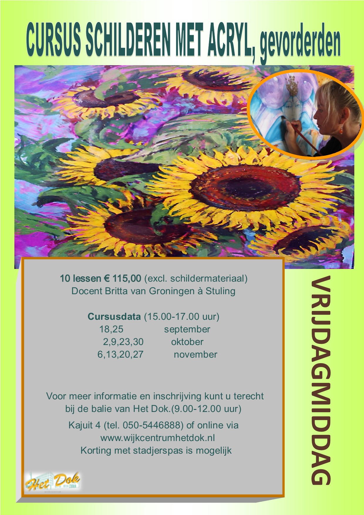 Featured image for “Cursus schilderen met acryl vrijdagmiddag       Najaar 2026”