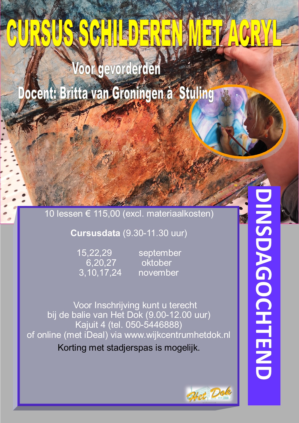 Featured image for “Cursus schilderen met acryl voor gevorderden, dinsdagochtend Najaar 2026”