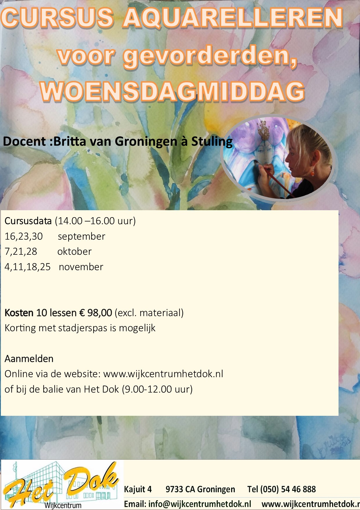 Featured image for “Cursus Aquarelleren voor gevorderden woensdagmiddag Najaar 2026”