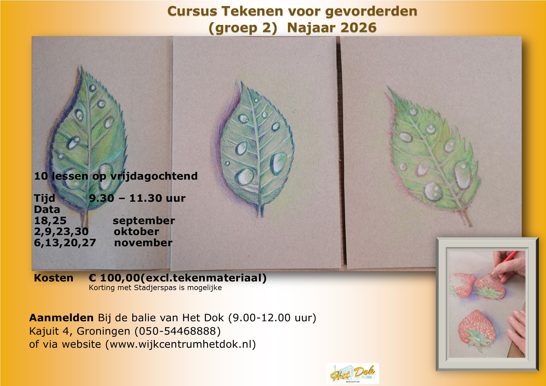 Featured image for “Tekenen voor gevorderden groep 2 (vrijdagochtend) Najaar 2026”