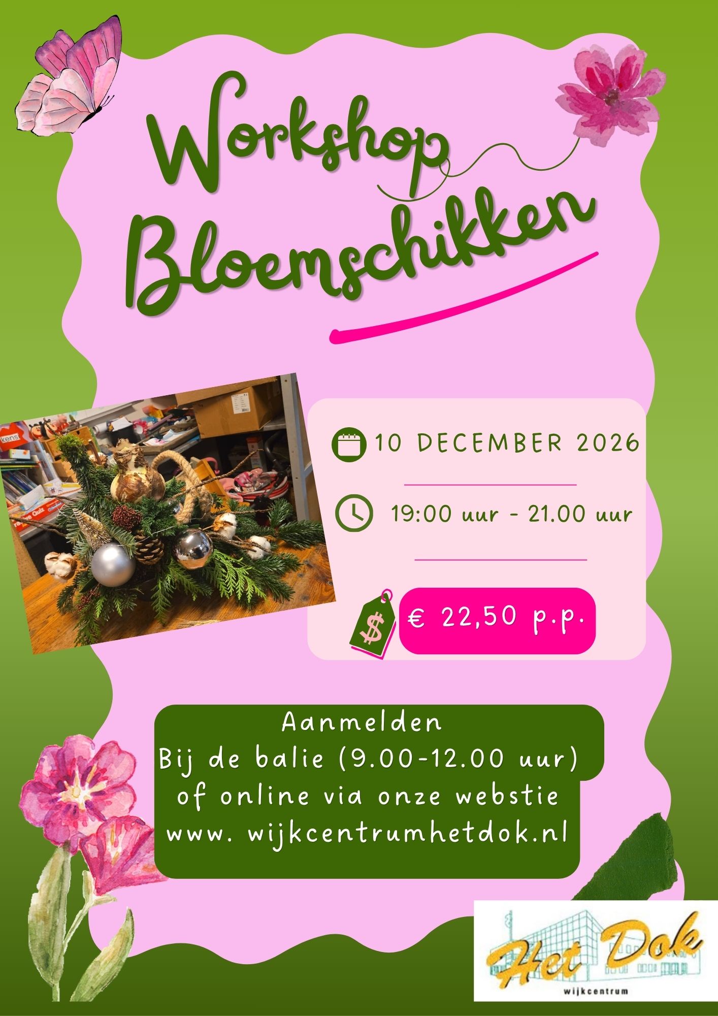 Featured image for “WORKSHOP BLOEMSCHIKKEN,( KERST THEMA)          Najaar 2026”