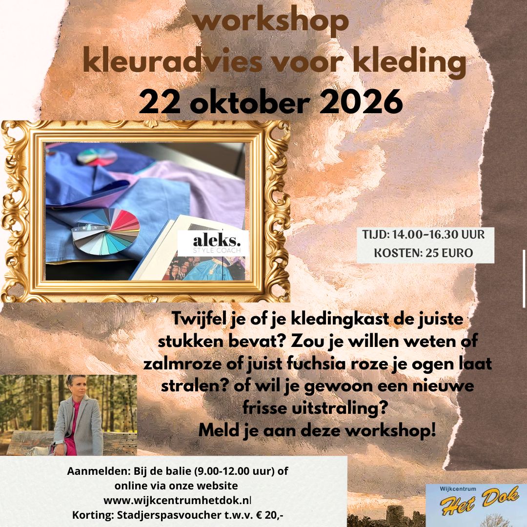 Featured image for “WORKSHOP KLEURADVIES VOOR KLEDING     Najaar 2026”